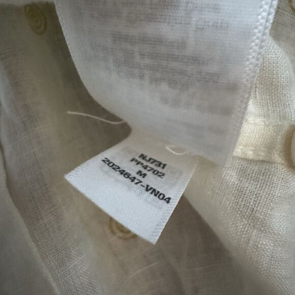 Madewell Perfect Fit Cream/Ivory 70s Style Linen Button Shirt Men’s Medium NJ731 - Picture 8 of 8